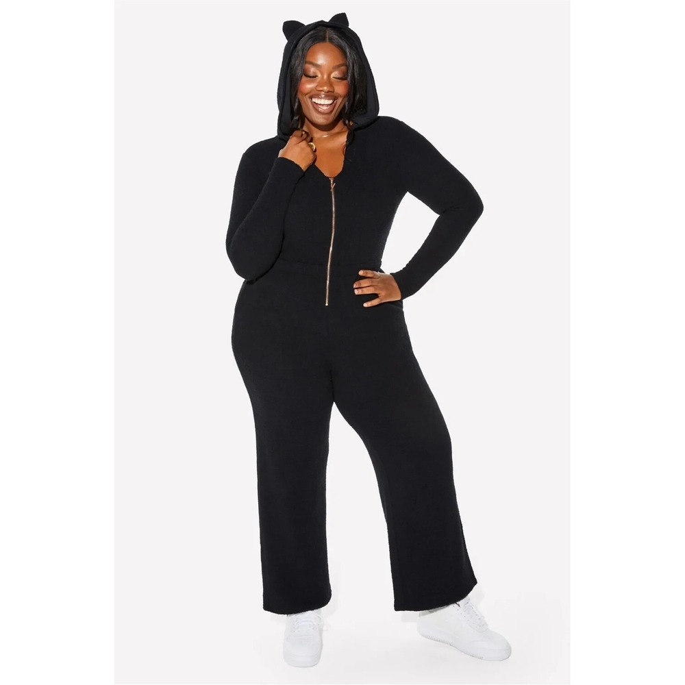 YITTY Women's Size 6X Black Caviar Pet Me Kitty One Piece Jumpsuit Kitty Ears